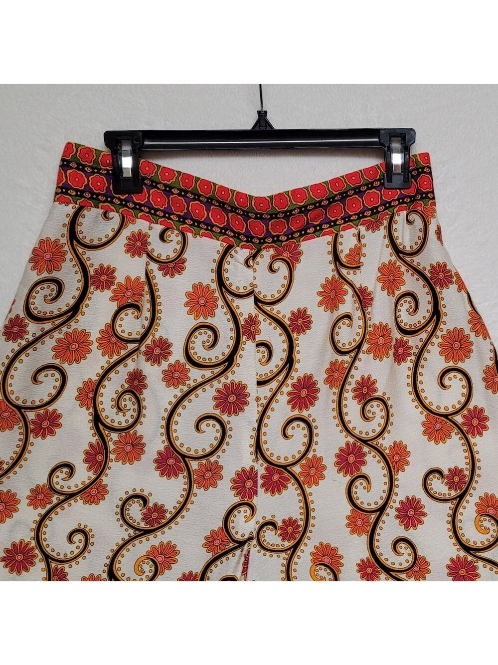 60s Vintage Alex Coleman Psychedelic Neon Multi-color Floral Palazzo Pants M-L - Picture 3 of 14
